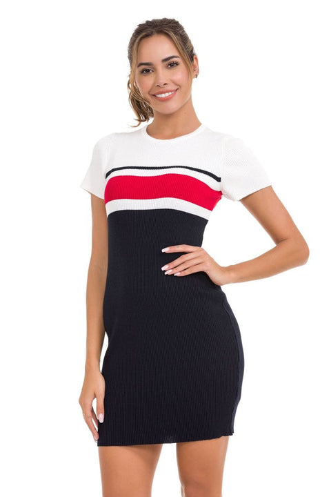 WP257 Striped Knitwear Mini Dress