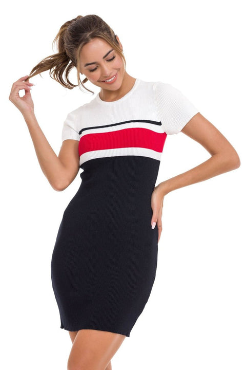 WP257 Striped Knitwear Mini Dress