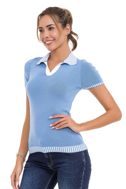 WT354 Polo Neck Knitwear T-Shirt