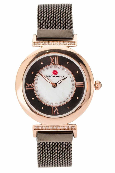 WZ105 Gold Mesh Strap and Stone Steel Women's Watch