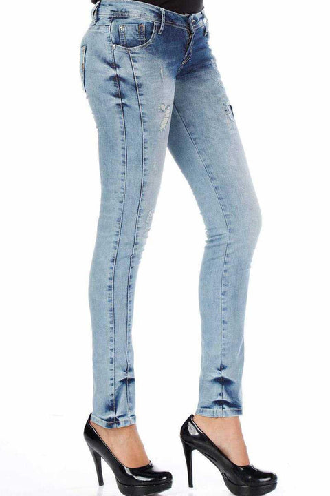 WD226 Patched Washed Stitched Jeans