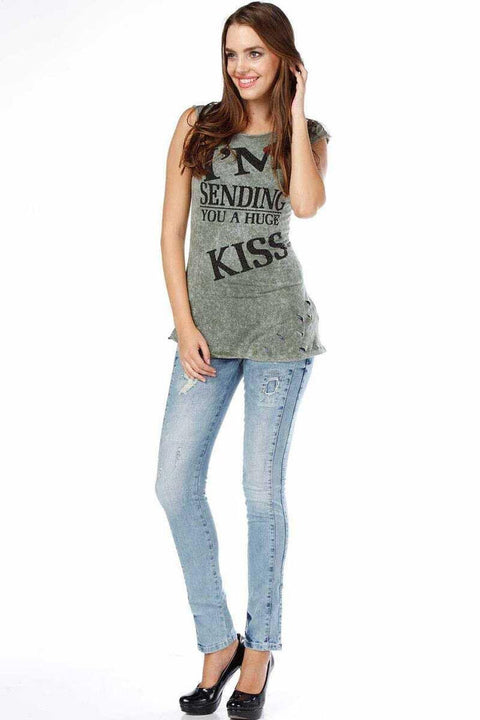 WD226 Patched Washed Stitched Jeans