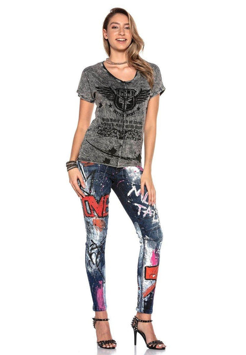 WD399 Biker Style Jean Trousers