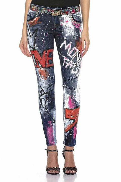 WD399 Biker Style Jean Trousers