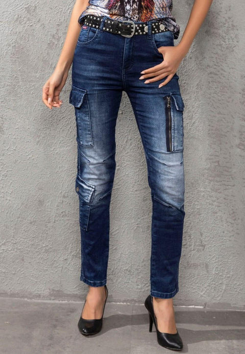 WD531 Basic Women's Jean Trousers with Cargo Pocket