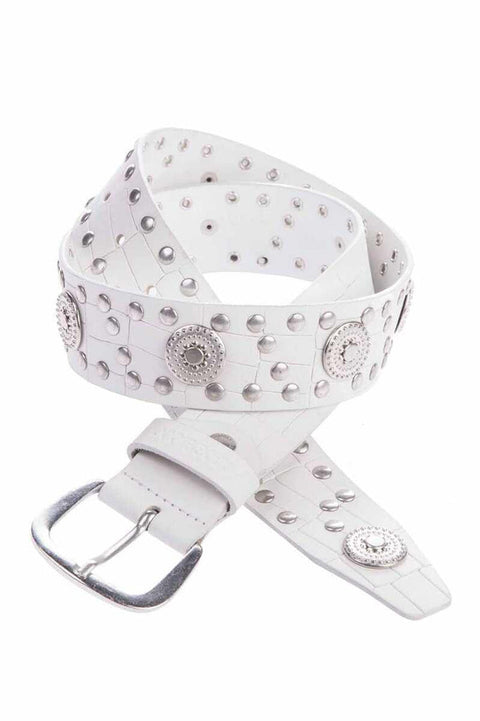 WG100 Metal Embroidered Genuine Leather Women's Belt