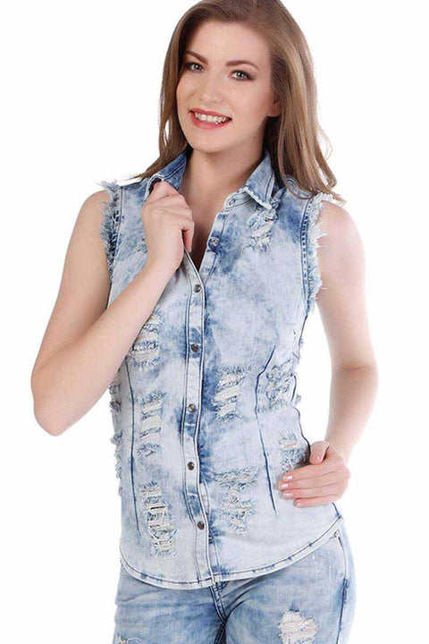 WH103 Women's Ice Blue Vintage Women's Vest