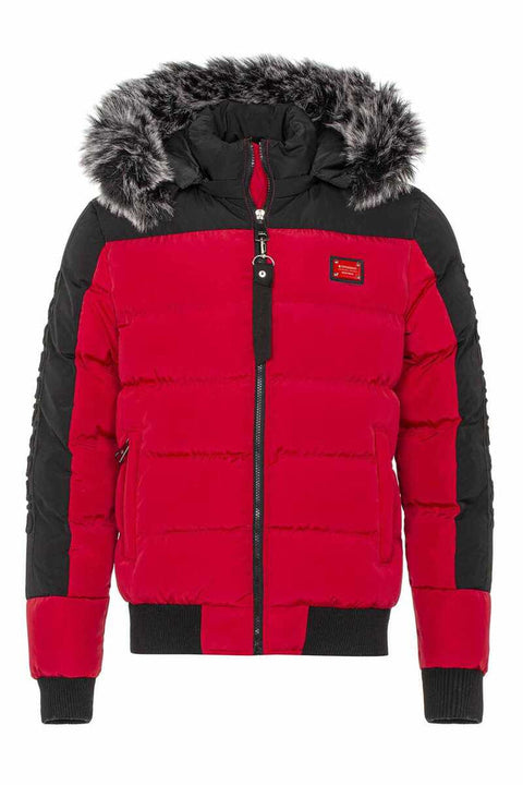 CM182 Fur Double Color Puffer Coat