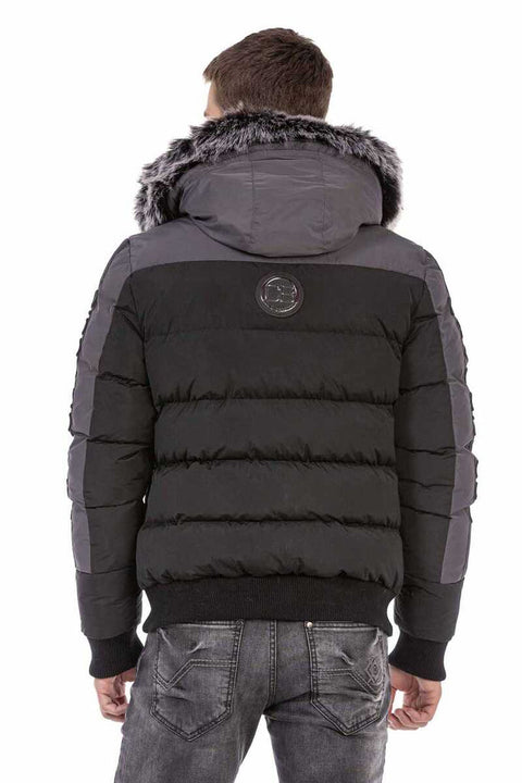 CM182 Fur Double Color Puffer Coat