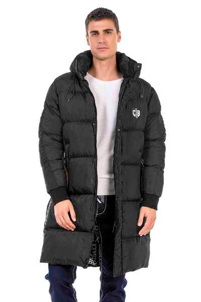 CM195 Long Puffer Coat with Patterned Inner Lining