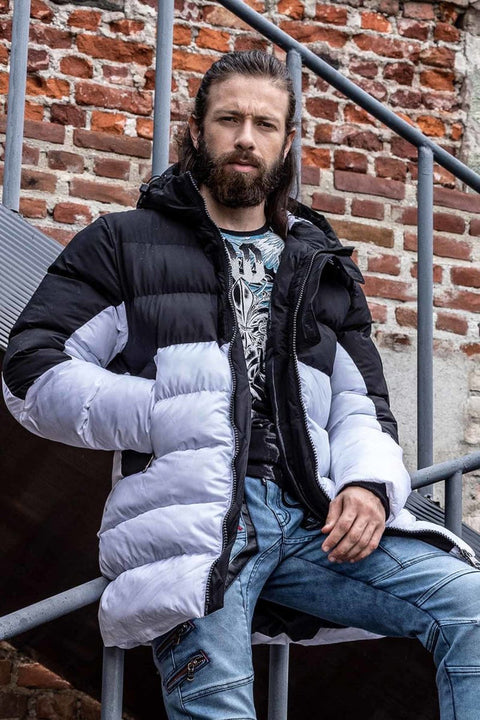 CM206 Men's Puffer Jacket in Black and White Colors