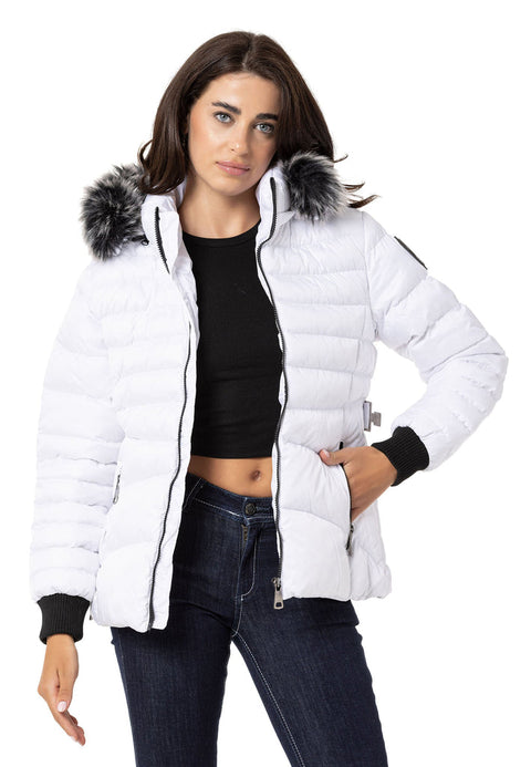 WM132 Furry Purple Women's Puffer Coat