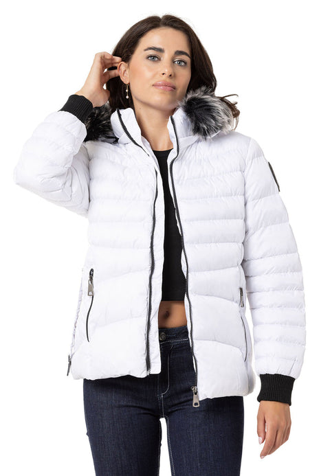 WM132 Furry Purple Women's Puffer Coat