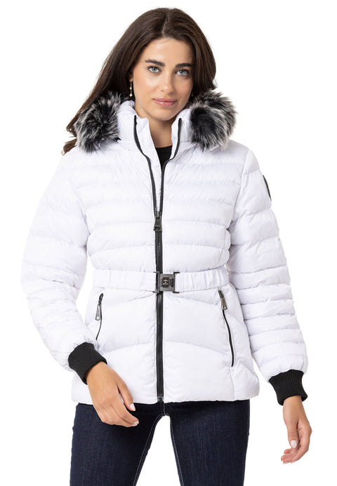 WM132 Furry Purple Women's Puffer Coat