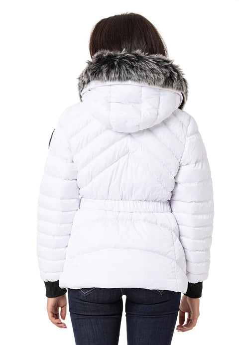 WM132 Furry Purple Women's Puffer Coat