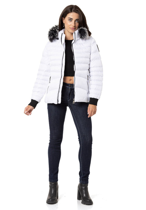 WM132 Furry Purple Women's Puffer Coat