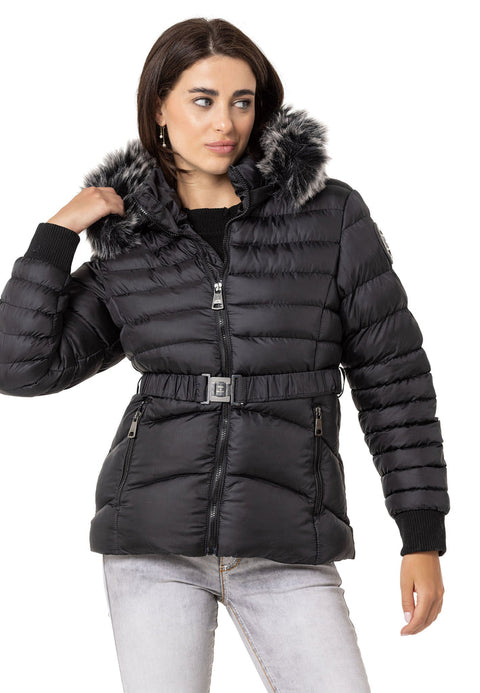 WM132 Furry Purple Women's Puffer Coat