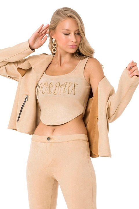 WJ202 Suede Sand Color Sports Jacket