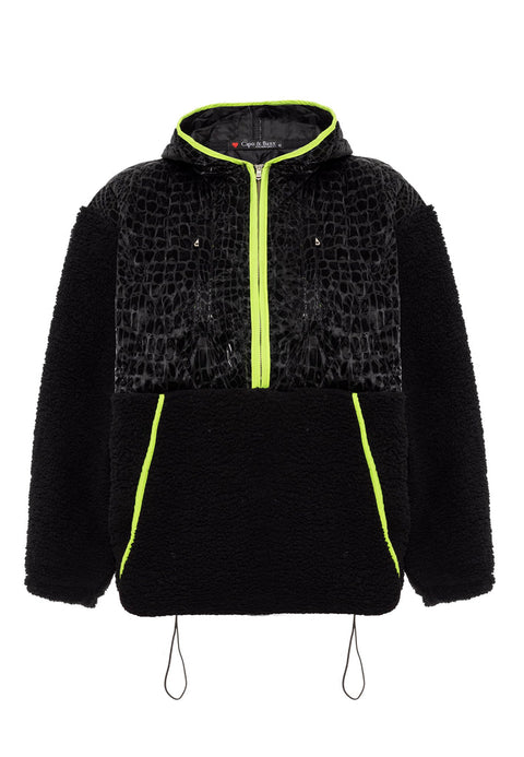 WL333 Leather Detailed Plush Sweatshirt