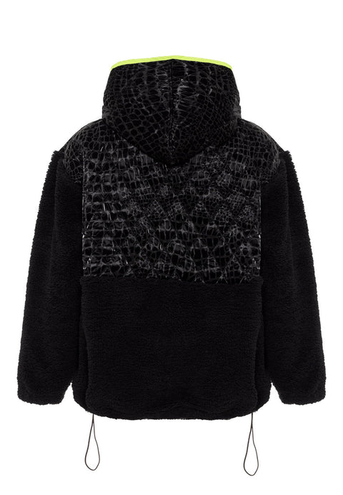 WL333 Leather Detailed Plush Sweatshirt