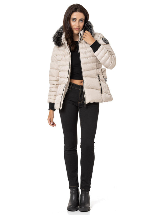 WM132 Furry Purple Women's Puffer Coat