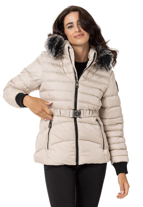 WM132 Furry Purple Women's Puffer Coat
