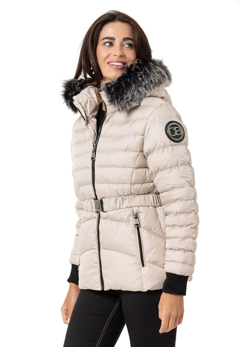 WM132 Furry Purple Women's Puffer Coat