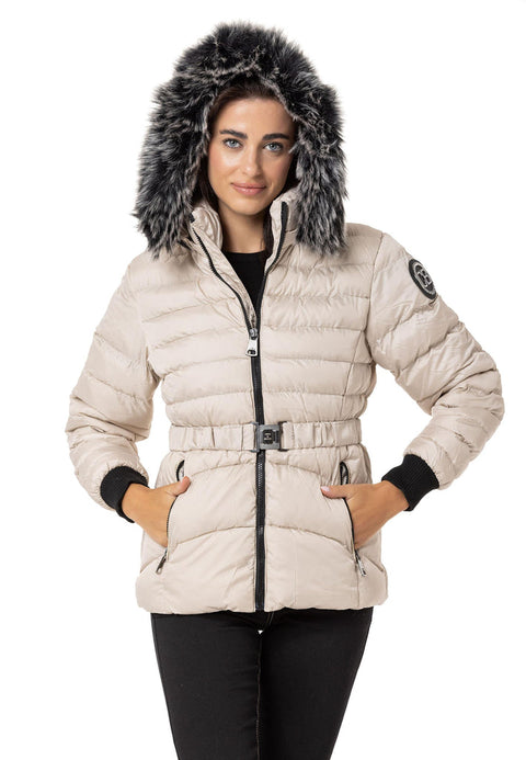 WM132 Furry Purple Women's Puffer Coat