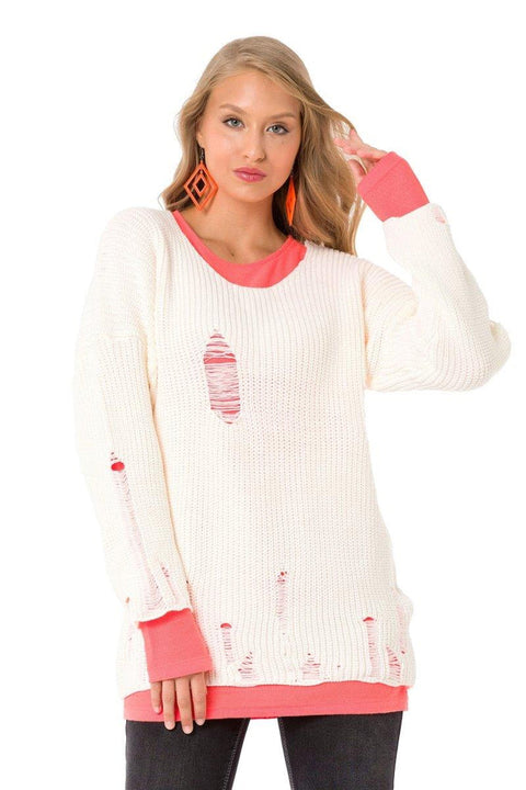 WP240 Vintage Ripped Double Layer Knitwear