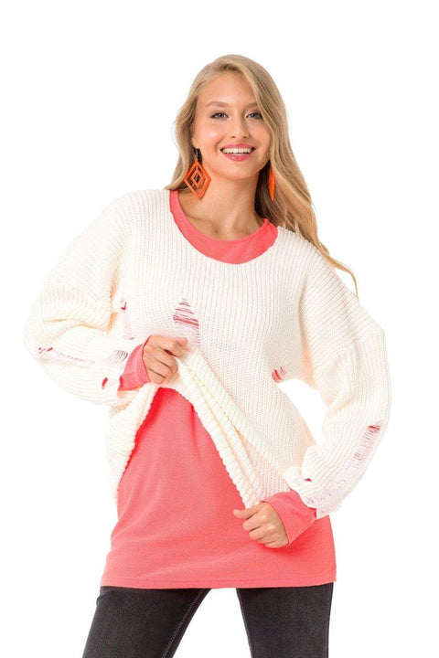 WP240 Vintage Ripped Double Layer Knitwear