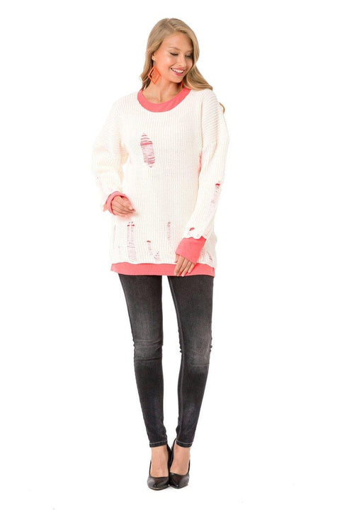 WP240 Vintage Ripped Double Layer Knitwear