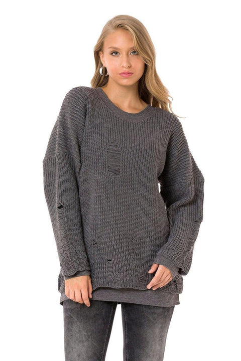 WP240 Vintage Ripped Double Layer Knitwear