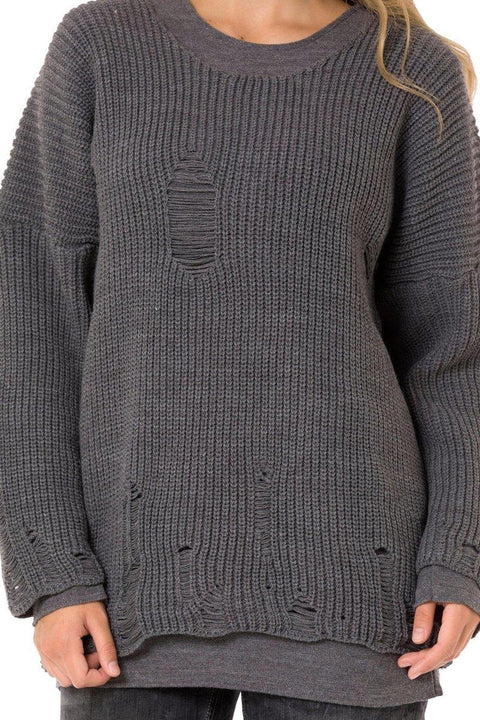 WP240 Vintage Ripped Double Layer Knitwear