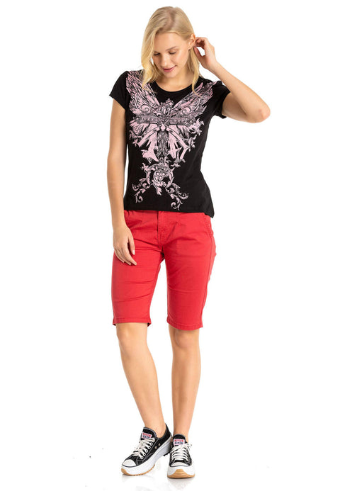 WT341 Shiny Stone AngeL Cross T-Shirt