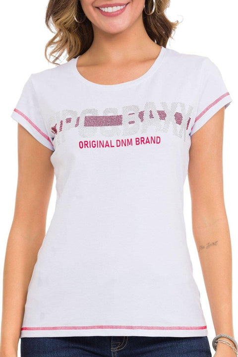 WT348 Stone and Text Detailed T-Shirt