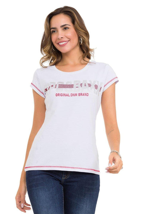 WT348 Stone and Text Detailed T-Shirt