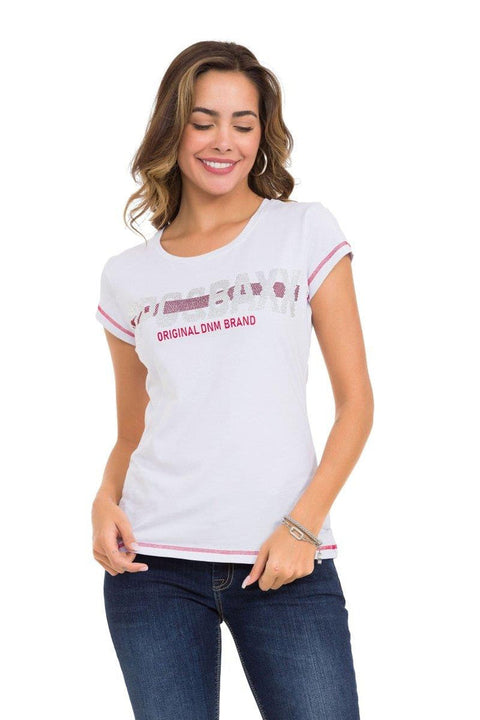 WT348 Stone and Text Detailed T-Shirt