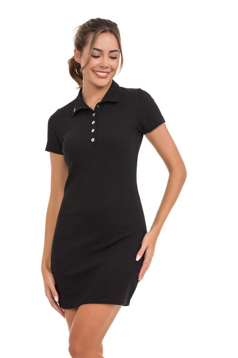WT362 Polo Collar Knitwear Long Women's Dress