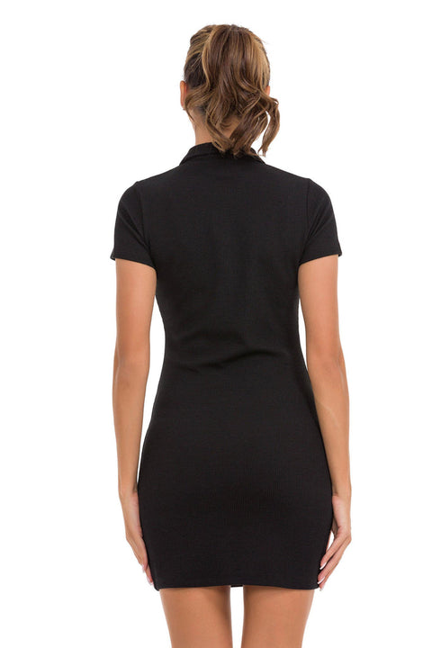 WT362 Polo Collar Knitwear Long Women's Dress
