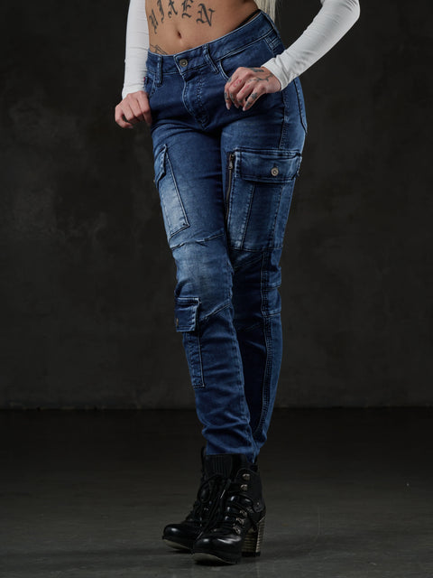 WD531 Basic Women's Jean Trousers with Cargo Pocket