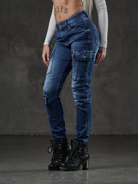WD531 Basic Women's Jean Trousers with Cargo Pocket
