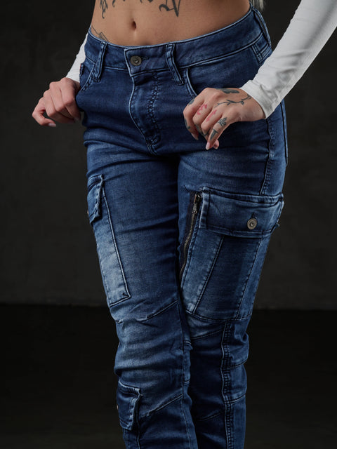 WD531 Basic Women's Jean Trousers with Cargo Pocket