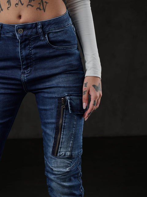 WD531 Basic Women's Jean Trousers with Cargo Pocket