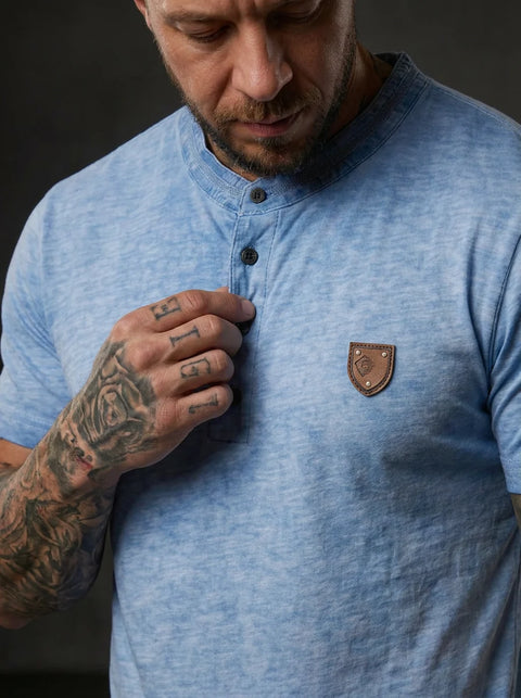 CT835 Men’s T‑Shirt Mustard – Modern Henley Button Tee