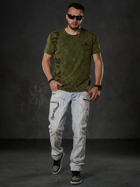 CD272 Ice Blue Stitched Men's Jean Trousers