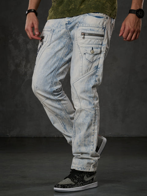 CD272 Ice Blue Stitched Men's Jean Trousers