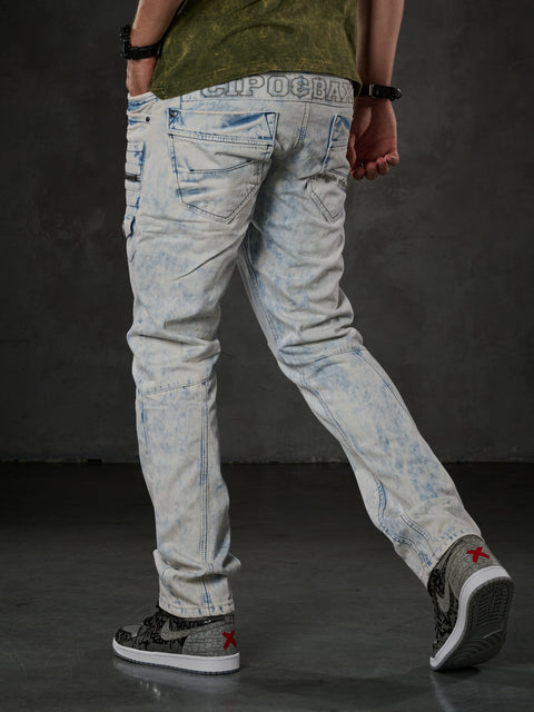 CD272 Ice Blue Stitched Men's Jean Trousers