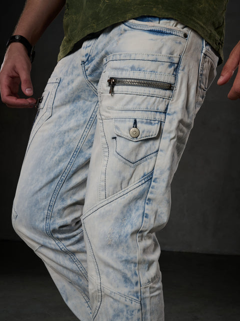 CD272 Ice Blue Stitched Men's Jean Trousers