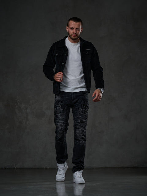 CJ226 Buttoned Velvet Men's Jacket Coat