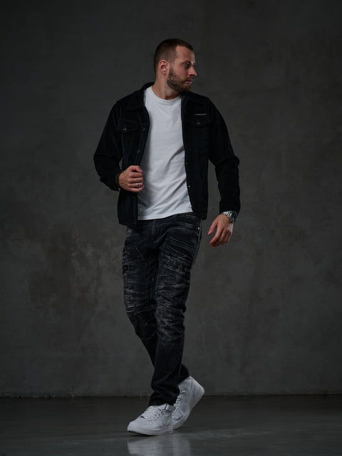 CJ226 Buttoned Velvet Men's Jacket Coat